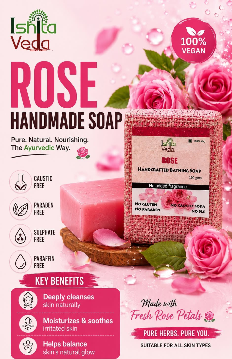 Rose Handcrafted Bathing Soap
