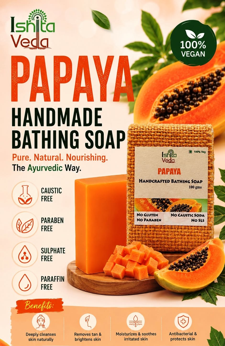 Papaya Handcrafted Bathing Soap