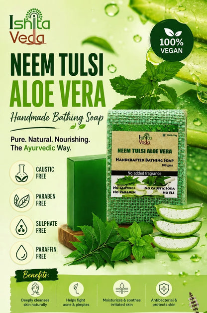 Neem Tulsi Aloe Vera Handcrafted Bathing Soap